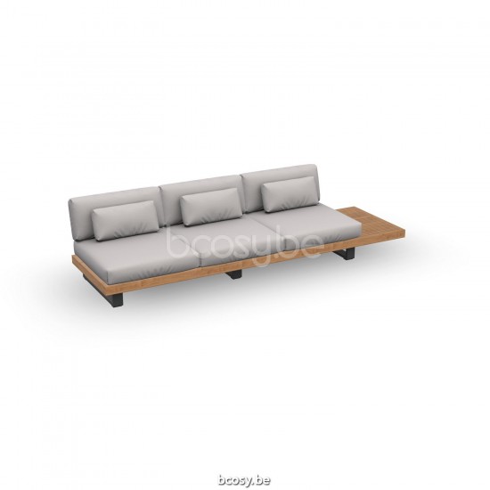 Jati Kebon Truro Gartensessel Lounge Basis 3-sitzig + 1 Teakholzteil Aluminium anthrazit matt.