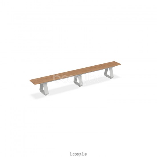 Jati Kebon Elko Banc de jardin Banc de jardin Aluminium blanc mat Dessus de table Teck.