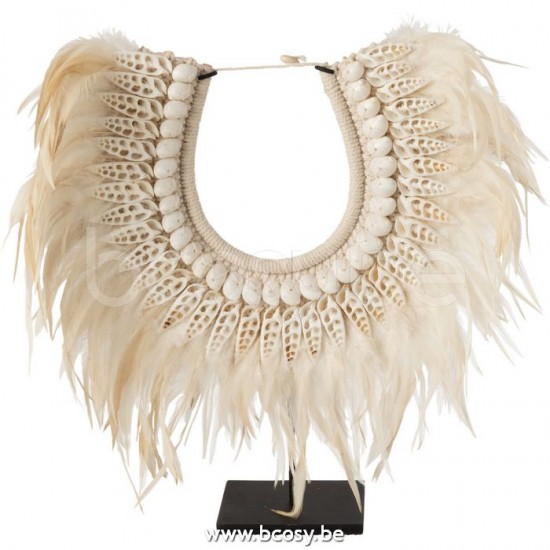 J Line Jline Ketting Staander Dora Schelpen Veren Wit Large