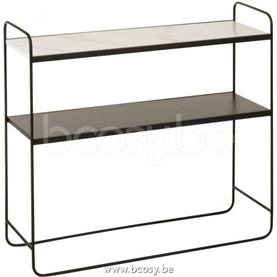 J Line Jline Console Marmo 2 Ripiani Mdf Ferro Nero Consola Marmol 2 Tablas Mdf Hierro Negro