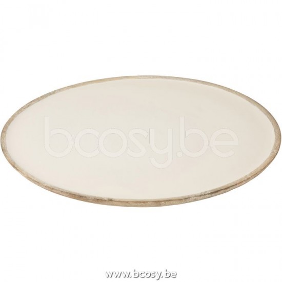 J Line Dish Round Mango Wood Whitewash White bowls round dish