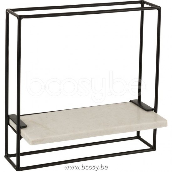 J Line Jline Scaffale Da Parete 1 Ripinao Ferro Marmo Nero Bianco Small Esteranteria Mural 1Tabla Hierro Marmol Negro Blanco Small