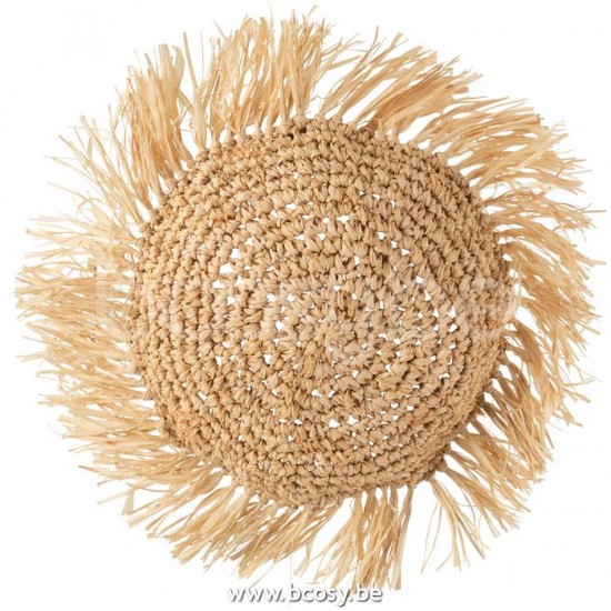 J Line Jline Cushion Round Raffia Natural cushion