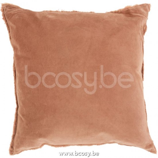 J Line Jline Cushion Border Short Cotton Linen Rust cushion