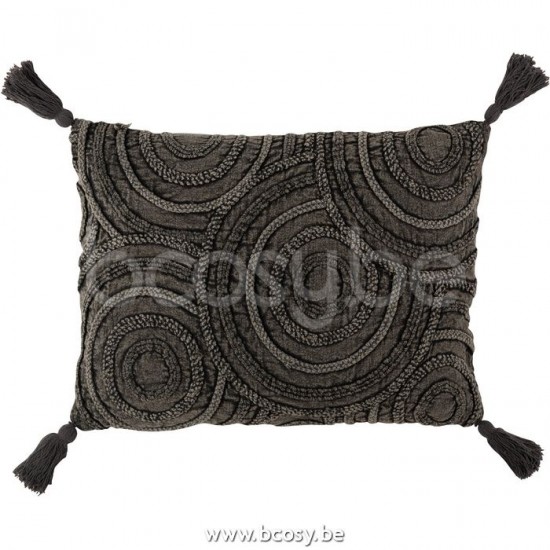 J Line Jline Cushion Circle Cotton Rectangle Dark Grey cushion