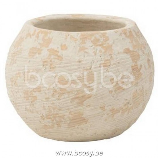J Line Jline Jolipa 15345 Bloempot Rustiek Klei Wit Large