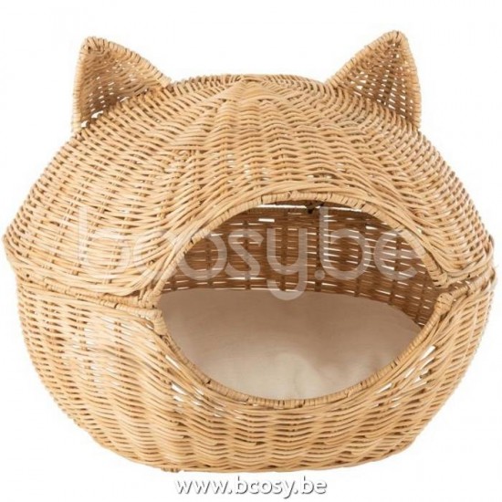 J Line Cat Basket Cushion Rattan Light Natural cats baskets.