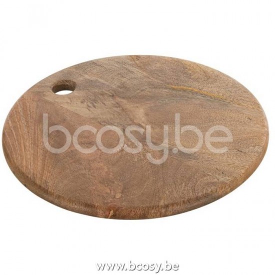 J Line Cutting Board Round Mango Wood Natural chopping boards.