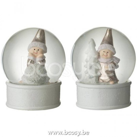 J Line Jline Water Globe Child Winter Porz White Pink Assortment Of 2 snows