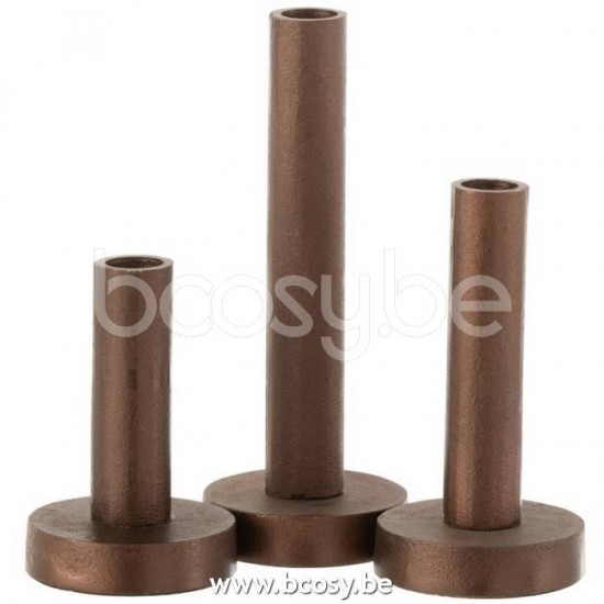 J Line Jline Set Of 3 Candleholders Low Modern Metal Matte Dark Brown candleholders candle holders candlesticks