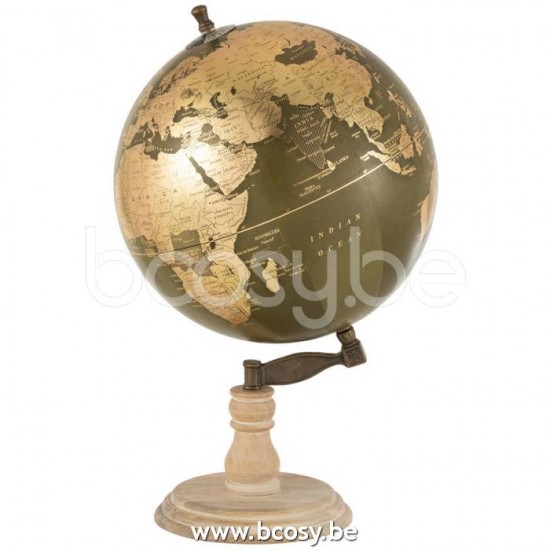 J Line Jline World Globe On Foot Wood Khaki Gold Large globes on foot