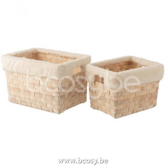 J Line Jline Set Von 2 Körben Rechteckig Kunstpelz Rattan Glatt Naturell Weiß Wash lagerkorb lagerkoerbe