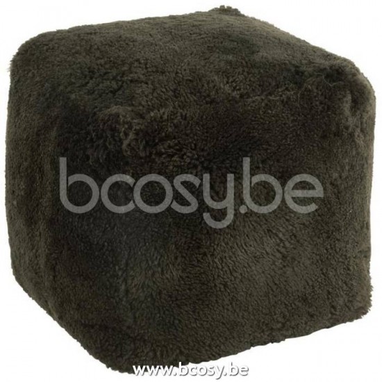 J Line Jline Pouf Square Sheepskin Green hassocks footstools