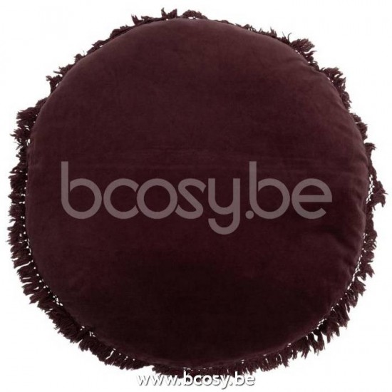 J Line Jline Cushion Round Velvet Cotton Linen Purple cushion