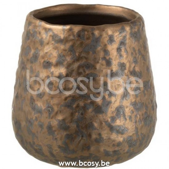 J Line Jline Jolipa 18180 Bloempot Spikkel Rond Keramiek Koper Small