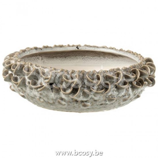 J Line Jline Dish Vida Round Ceramic Grey Blue flowerpots