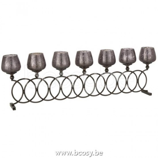 J Line Jline Tealight Holder 8 Rings Craquelure Glass Smokey Grey tea lights holders