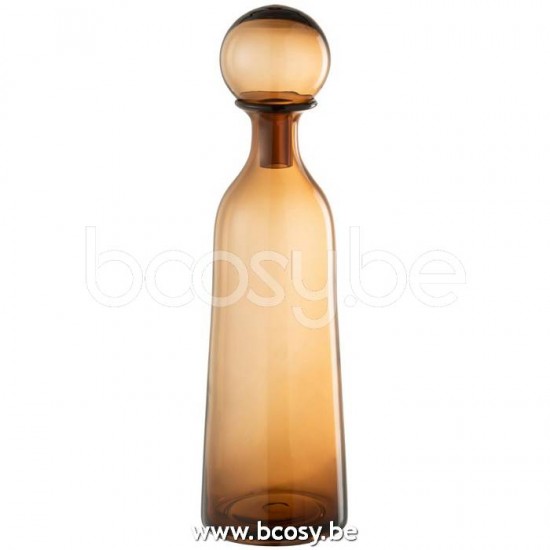 J Line Jline Flasche Korken Regelmäßig Dekorativ Niedrig Glas Braun Large flaschen