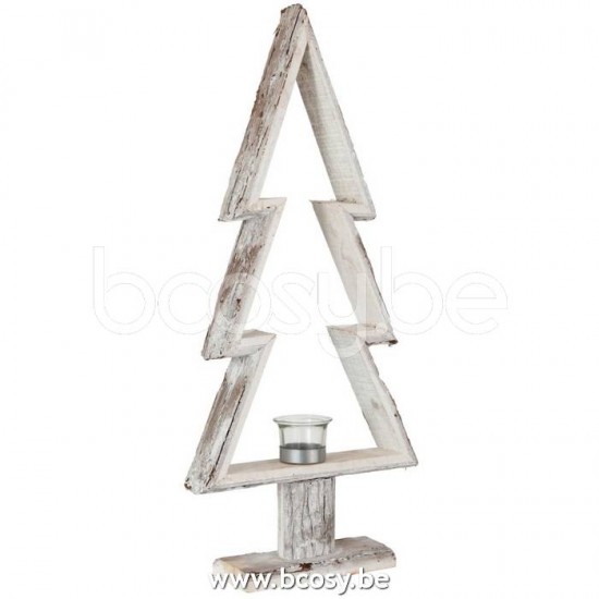 J Line Jline Teelichthalter Weihnachtsbaum Holz Braun Weiß Large t lichthalter teelichtleuchter teelichte