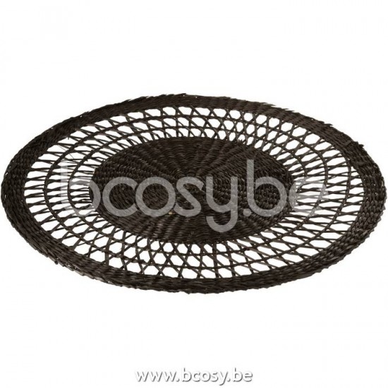 J Line Jline Coaster Round Seagrass Black place mats