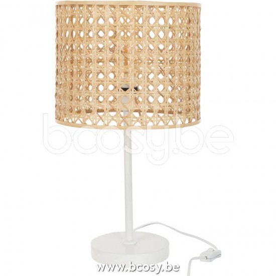 J Line Jline Lampe Roma Bambus Metall Naturell Weiß Lampenfusse Mit Schirmen Tischlampen Tischleuchten Innenleuchten