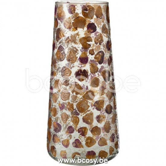 J Line 21401 Vaas Gerard Glas Amber L16xB16xH36 cm bloemvaas bloemenvaas siervaas bloemvazen bloemenvazen siervazen