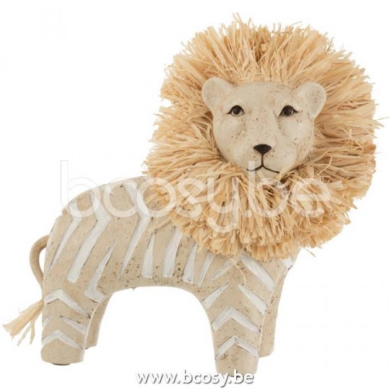 J Line Jline Lion Poly Raffia White Nat Large Animals