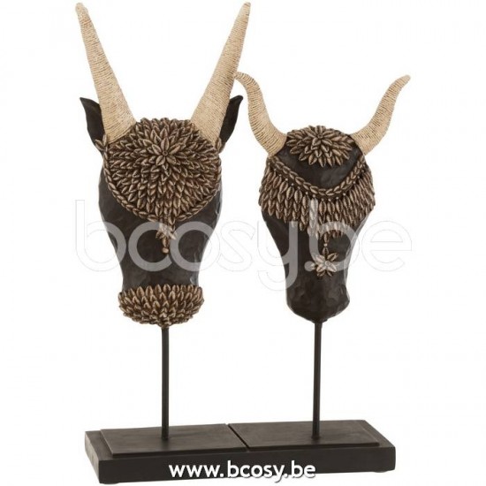 J Line Jline Jolipa 21527 Schedel Op Voet 2Delig Poly Zwart Bruin