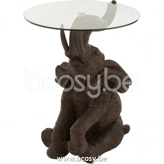 J Line Jline Tisch Elefant Poly Glas Dunkel Braun beistelltische