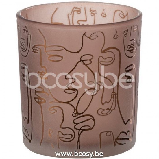 J Line Jline Teelichthalter Happy Faces Glas Terracotta Small t lichthalter teelichtleuchter teelichte