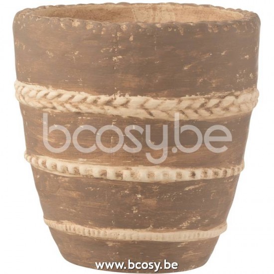 J Line Jline Jolipa 22692 Bloempot Gevlochten Terracotta Bruin Large