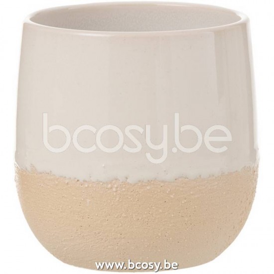 J Line Jline Jolipa 23026 Bloempot Maru Keramiek Beige Wit Small