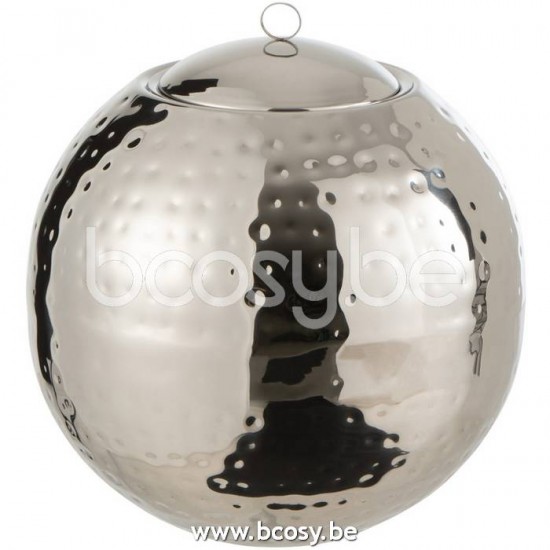 J Line Jline Floating Burner Ball Hammered Stainless Steel Silver firepits fire plates