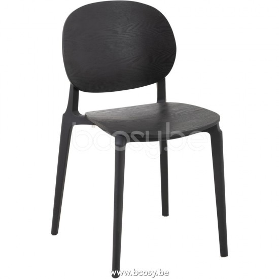 J Line 25050 Stoel Basic Polyester Veneer Zwart L46xB52xH81 cm stoelen eetkamerstoelen eethoekstoelen eettafelstoelen eetstoelen