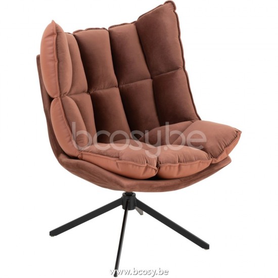 J Line 25051 Stoel Relax Kussen Op Frame Textiel Metaal Roest Bruin L80xB75xH94 cm relax