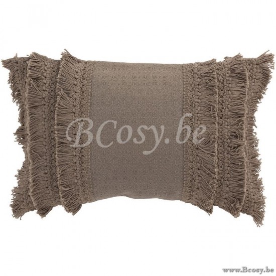 J Line Jline Cushion Rectangular Tassel Edge Cotton Taupe cushion