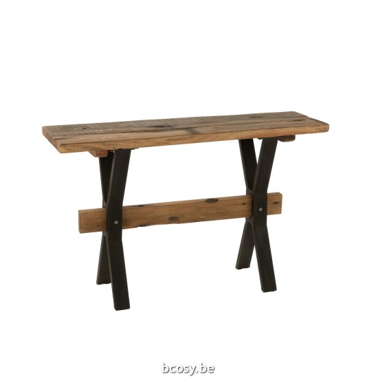J Line Console Verouderd Hout Bruin L120xB35xH75 cm consoles wandtafels JO30913.