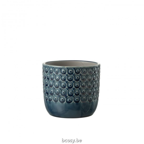 Jline Bloempot Bol Keramiek Blauw Medium.