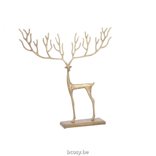 Jline Rendier Op Voet Grafisch Aluminium Hout Goud.