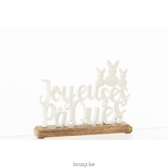 Jline Joyeuses Paques Op Voet Aluminium Wit.