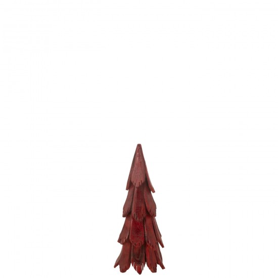 Jline Kerstboom Stukken Hout Rood Small.