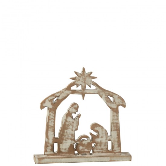 J Line Nativity Mango Wood Off White Natural Large cribs nativity scenes.