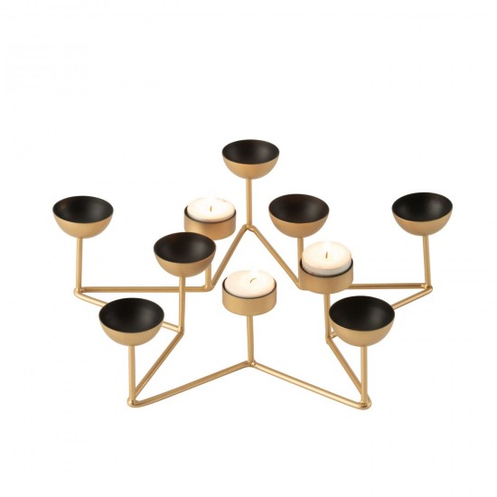 J Line T Light Holder Star Metal Black Gold tea lights holders.
