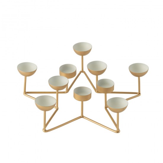 J Line T Light Holder Star Metal White Gold tea lights holders.
