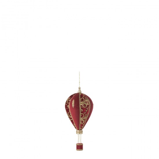 Jline Heteluchtballon Hangend Polyfoam Textiel Rood Goud Small.