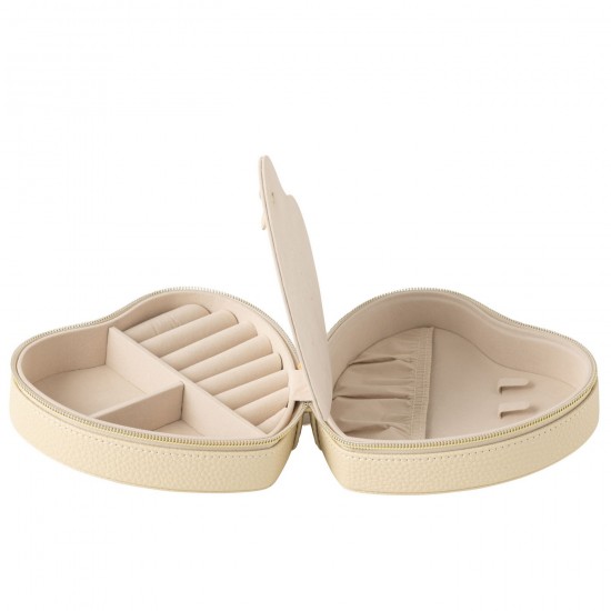 Jline Schmuckdose Herz Kunstleder Beige Schmuckhalter Schmuckhaltern Schmuckkästchen.