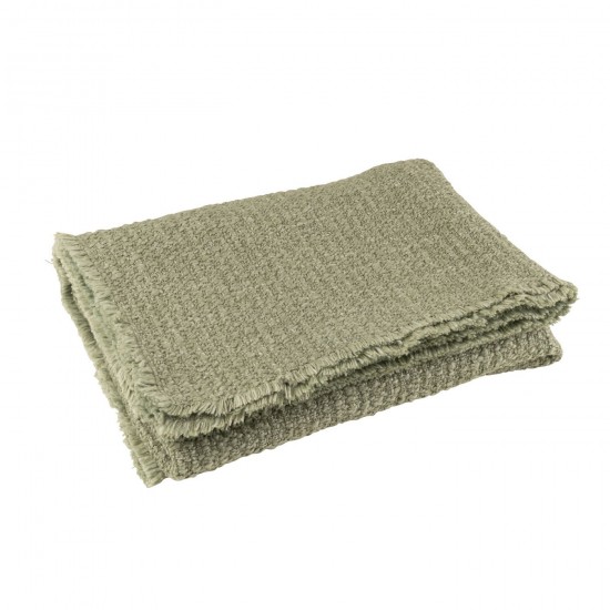 J Line Plaid Frayed Edges Cotton Polyester Green throw.