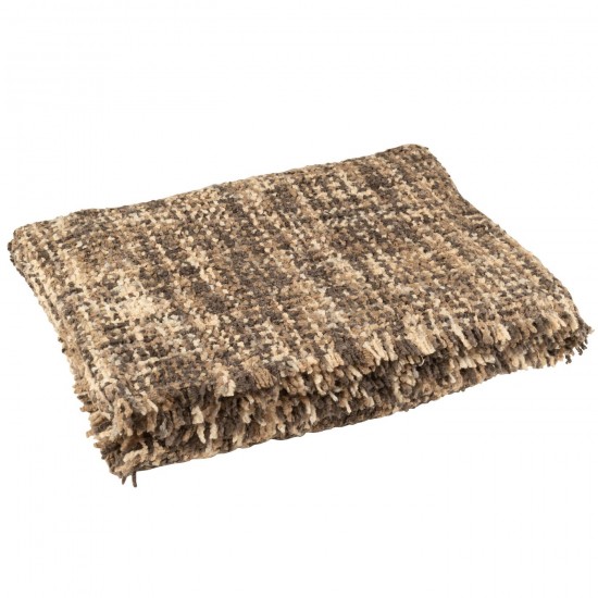 J Line Plaid Tweed Acrylic Cotton Brown Beige throw.