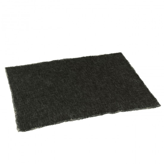 J Line Placemat Rectangle Frayed Edges Linen Cotton Black place mats.