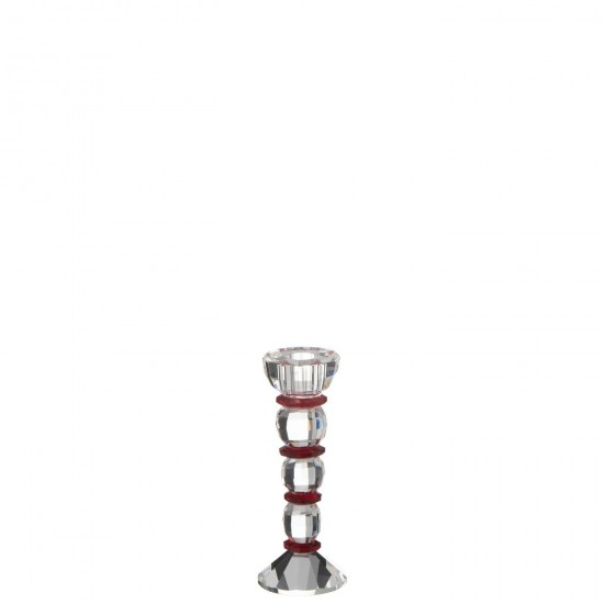 J Line Candle Holder Annie Crystal Red Transparent Small candleholders candle holders candlesticks.